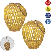 NÄVE 2er Set Korb- / Solardekoleuchte "CESTO"«, beige
