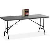 Relaxdays Gartentisch, klappbar, HBT: 72 x 180 x 74 cm, Kunststoff, Stahl, wetterfest, 8 Personen, Campingtisch, grau
