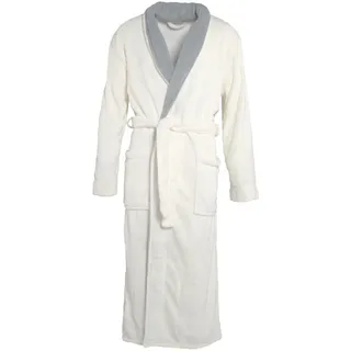 CELINATEX Nevada Bademantel Damen Herren L creme weiß grau Mikrofaser Saunamantel Coral Fleece Morgenmantel