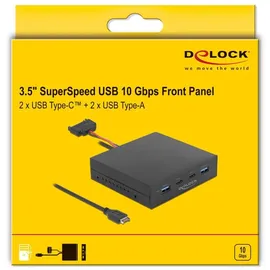 DeLock 3.5? USB 3.2 Gen 2 Front Panel 2 x USB Type-C + 2 x USB Typ-A,