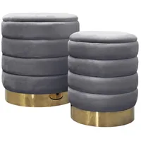 lookway Pouf-Set MIRELLE 40 x 45 x 40 cm Grau