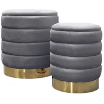 lookway Pouf-Set MIRELLE 40 x 45 x 40 cm Grau