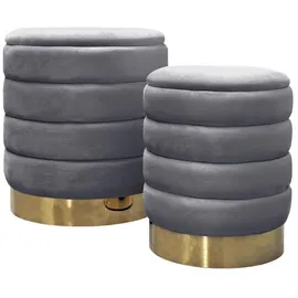 lookway Pouf-Set MIRELLE 40 x 45 x 40 cm Grau
