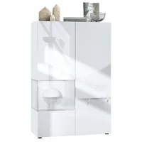 Vladon Vitrine, Weiß, 91.5x136.5x37 cm, Wohnzimmer, Wohnwände, Vitrinenschränke