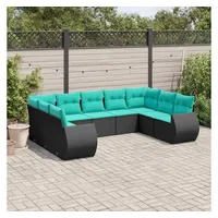 vidaXL Gartensofa-Set 9-tlg. schwarz