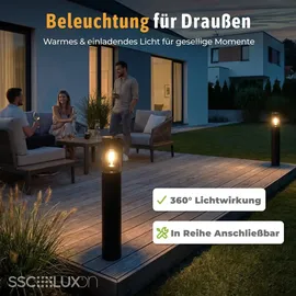 SSC-LUXon Außenleuchte Edelstahl Höhe 50 cm 1x E27 schwarz