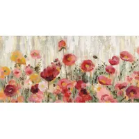 Euroart Wandbild 55 x 115 cm, Sprinkled Flowers I Holz, Rot