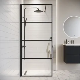 Badplaats Essos Duschwand 80 x 200 cm Schwarz Sicherheitsglas