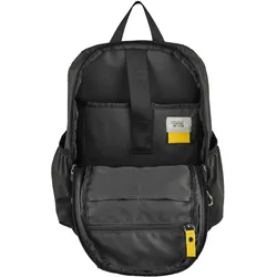 Rucksack CAMEL ACTIVE "Terra", Gr. B/H/T: 28cm x 40cm x 13cm, schwarz, Polyester, casual, Rucksäcke, aus recyceltem Nylon und voluminös aufgesetzten Taschen
