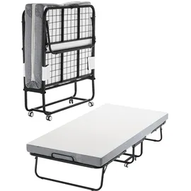 Vevor Rollbett Klappbett mit 10 cm Matratze, faltbares Einzelbett mit Memory Foam-Matratze (190 x 98 cm), 204,1 kg belastbares Gästebett für Erwachsene, Metallbett für Schlafzimmer Wohnzimmer