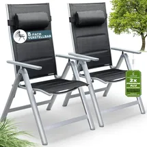 CASARIA Bern Gartenstuhl 57,5 x 69 x 111 cm silber/anthrazit gepolstert klappbar 2 Stück