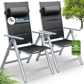 CASARIA Bern Gartenstuhl 57,5 x 69 x 111 cm silber/anthrazit gepolstert klappbar 2 Stück