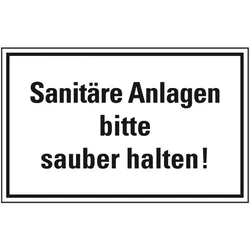 Aufkleber I Hinweisschild Sanitäre Anlagen bitte sauber halten, Folie, selbstklebend, 150x100mm