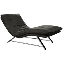 W.Schillig Relaxliege daily dreams Leder 75 x 91 x 170 cm grau mit Kissen
