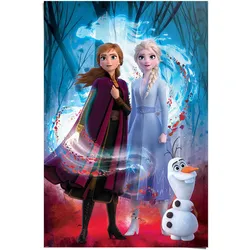 Poster REINDERS "Poster Frozen 2 Anna - Elsa - Olaf - Disney", blau (farbe bild(er): blau), B:61cm H:91,5cm, Papier, Bilder