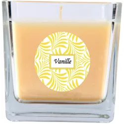 HS Candle Duftkerze im Glas - Duft-Schriftzug Viereck - 8cm x 7,5cm - Vanille