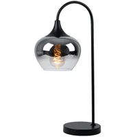 GLOBO LED Tischleuchte, gebogen, Glas rauch, schwarz, H 54