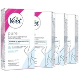 Veet PURE Kaltwachsstreifen mit Easy-Gelwax Technologie - Geeignet für sensible Haut - Anwendung für Körper & Beine - 4er Pack (4 x 22 Stück) - 44 Doppelstreifen = 88 Einzelstreifen