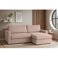 Ecksofa Sofa mit Schlaffunktion BENDIK Stoff Poso Aprikose Ottomane Rechts - Orange