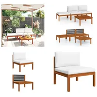 vidaXL 4 tlg. Garten Lounge Set mit Kissen Cremeweiß Massivholz Akazie - Gartenmöbel-Set - Gartenmöbel-Sets - Gartensofa - Gartensofas - Weiß