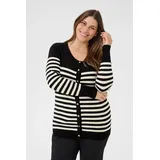 KAFFE CURVE KClizzy Strickjacke Schwarz/Weiß M