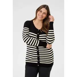 KAFFE CURVE KClizzy Strickjacke Schwarz/Weiß M
