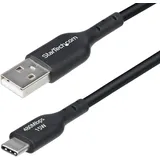 Startech StarTech.com 15cm USB-A auf USB-C Ladekabel, Laden & Synchronisieren, 3A, USB 2.0, TPE-Mantel, Schwarzes USB Schnellladekabel