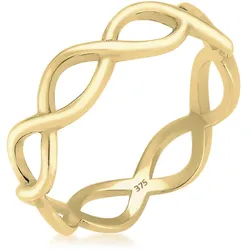Fingerring ELLI PREMIUM "Infinity 375 Gelbgold" Gr. 52, gold, Fingerringe, Damen, 52mm, ohne Stein, Gelbgold 375, 5mm