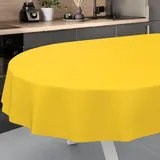 ANRO Wachstuch-Tischdecke abwaschbar Oval 240 x 140 cm Gelb