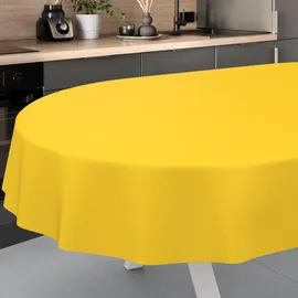ANRO Wachstuch-Tischdecke abwaschbar Oval 240 x 140 cm Gelb