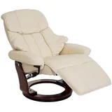 Robas Lund Relaxsessel Calgary 2, Fernsehsessel Sessel, Echtleder 150kg belastbar ~ creme, Walnuss-Optik