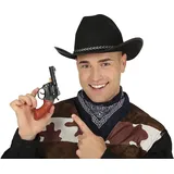 FIESTAS GUIRCA | Schwarze und Braune Spielzeugpistole (18 cm) - Zubehör für Polizei- und Räuber Kostüme - Ideal für Halloween, Karneval und Kostümpartys - Für Kinder und Erwachsene - Schwarz Braun