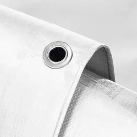 ECD Germany Abdeckplane Gewebeplane mit Ösen 8x10m 260g/m2 aus Polyethylen Schimmelresistent Wasserdicht - Weiß