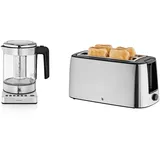 WMF Küchenminis 2 in 1 Vario Wasserkocher mit Temperatureinstellung, 1,0l, 1900 W & Bueno Pro Toaster Langschlitz mit Brötchenaufsatz, 4 Scheiben, XXL, Aufknusper-Funktion, 6 Bräunungsstufen, 1550W