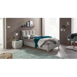 Polsterbett, grau, Strukturstoff, Liegefläche B/L: 120cm x 200cm, H3, Bonnell-Federkernmatratze, WESTFALIA SCHLAFKOMFORT, Betten
