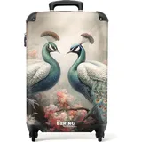 NoBoringSuitcases.com Handgepäck Koffer, Reisekoffer, Reisetasche mit Rollen, TSA Schloss, Hartschalenkoffer, Koffer Handgepäck, Trolley 55x40x20, Suitcase, Handgepäck 55x40x20 cm (Pfauen - Rosa)