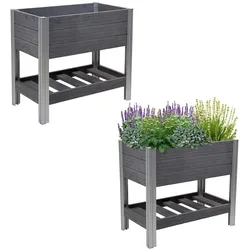Hochbeet mit Ablage 79x46x74 cm 65 Liter Holzoptik robust witterungsbeständig...