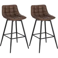 Woltu Barhocker 2er Set, Designer Barstuhl Hocker Tresenhocker Bistrohocker mit Fußstütze Kunstleder Braun