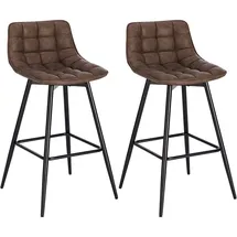 Woltu Barhocker 2er Set, Designer Barstuhl Hocker Tresenhocker Bistrohocker mit Fußstütze Kunstleder Braun