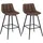 Woltu Barhocker 2er Set, Designer Barstuhl Hocker Tresenhocker Bistrohocker mit Fußstütze Kunstleder Braun