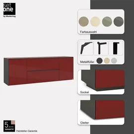 Set One by Musterring Reno TV-Lowboard 182 cm Rot/Bordeaux Glas
