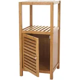 Mendler Badregal HWC-B18, Badezimmer Badschrank Standregal mit Tür, Bambus - 80x36x34cm