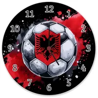 Speecheese Fußball Albanien Wanduhr aus Glas Flagge Nation Sport