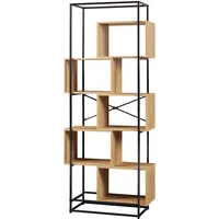 [en.casa] Bücherregal Rennebu 194 x 80 x 33 cm Schwarz/Eiche