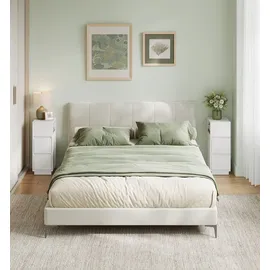 VASAGLE Schmaler Nachttisch 2er Set, mit Schubladen, wolkenweiß