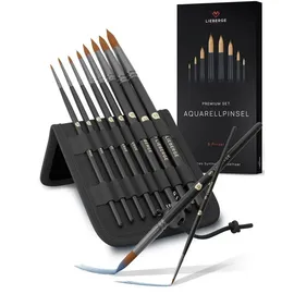 lieberge Aquarellpinsel Set 8 St. schwarz