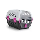 beeztees Hunde-Transportbox Transportbox Rhino grau/rosa für Hunde,