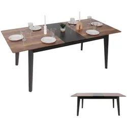 Esszimmertisch MCW-M57, Esstisch, Massiv-Holz Laminat Melamin 160-200x90cm, ausziehbar Sheesham Holz-Optik, dunkle Beine