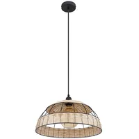 GLOBO Hängeleuchte, Rattan, Gittergeflecht, schwarz, braun, H120cm