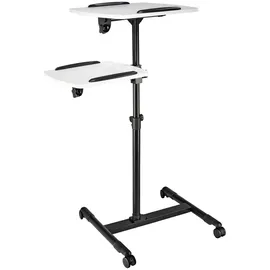 Hama 00077510 Beamertisch mit 2 Ebenen (42 x 50/40 x 35 cm), höhenverstellbar, mit Rollen